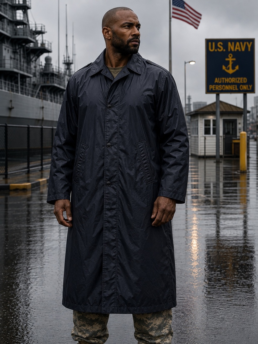 Vintage Military Navy Raincoat 40R Fits M-L